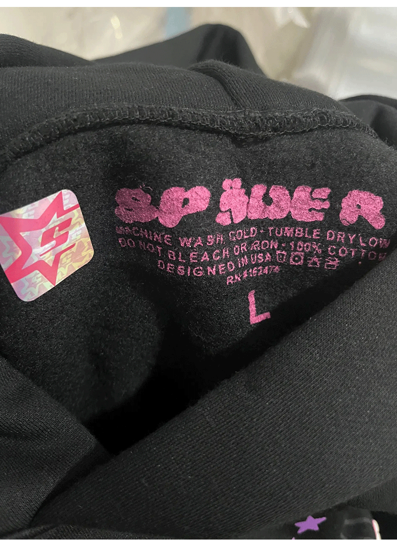 Sp5der P*NK Hoodie Black Pink