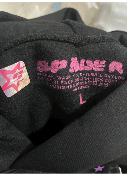 Sp5der P*NK Hoodie Black Pink