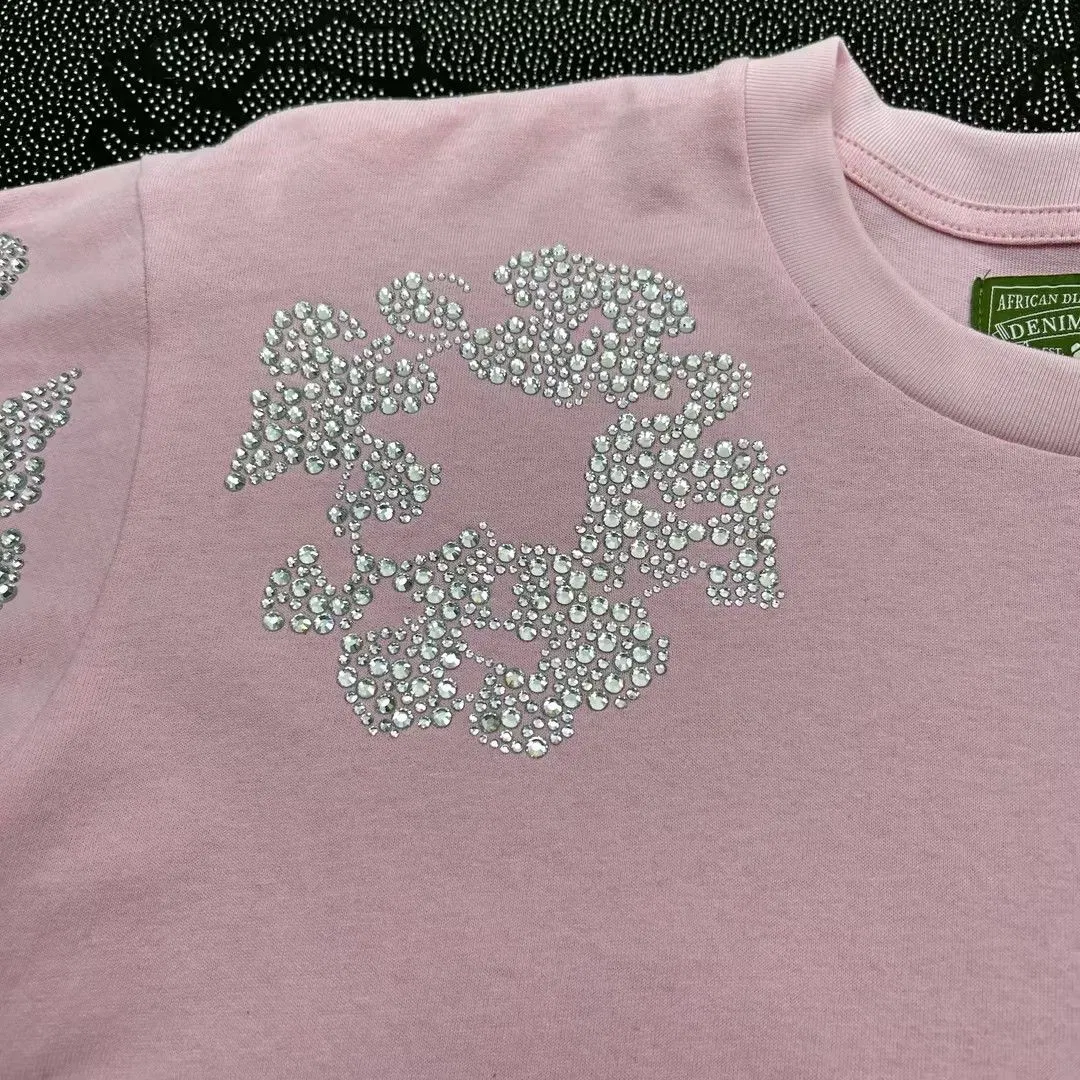 Denim Tears Rhinestone Cotton Wreath T-Shirt Pink