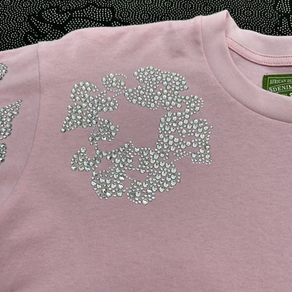 Denim Tears Rhinestone Cotton Wreath T-Shirt Pink