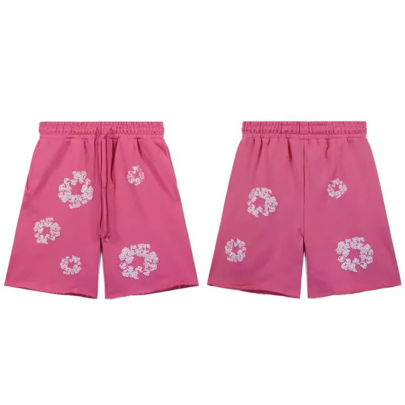 Denim Tears Rhinestone Cotton Wreath Shorts Pink