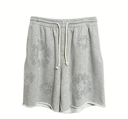 Denim Tears Rhinestone Cotton Wreath Shorts Grey