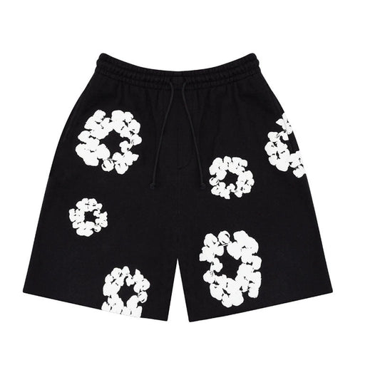 Denim Tears Cotton Wreath Shorts Black/White