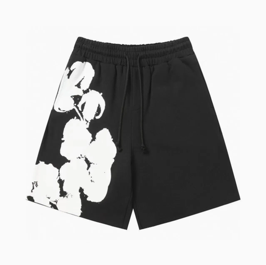Denim Tears Big Cotton Wreath Shorts Black/White