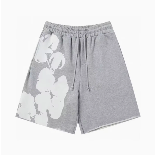 Denim Tears Big Cotton Wreath Shorts Grey/White