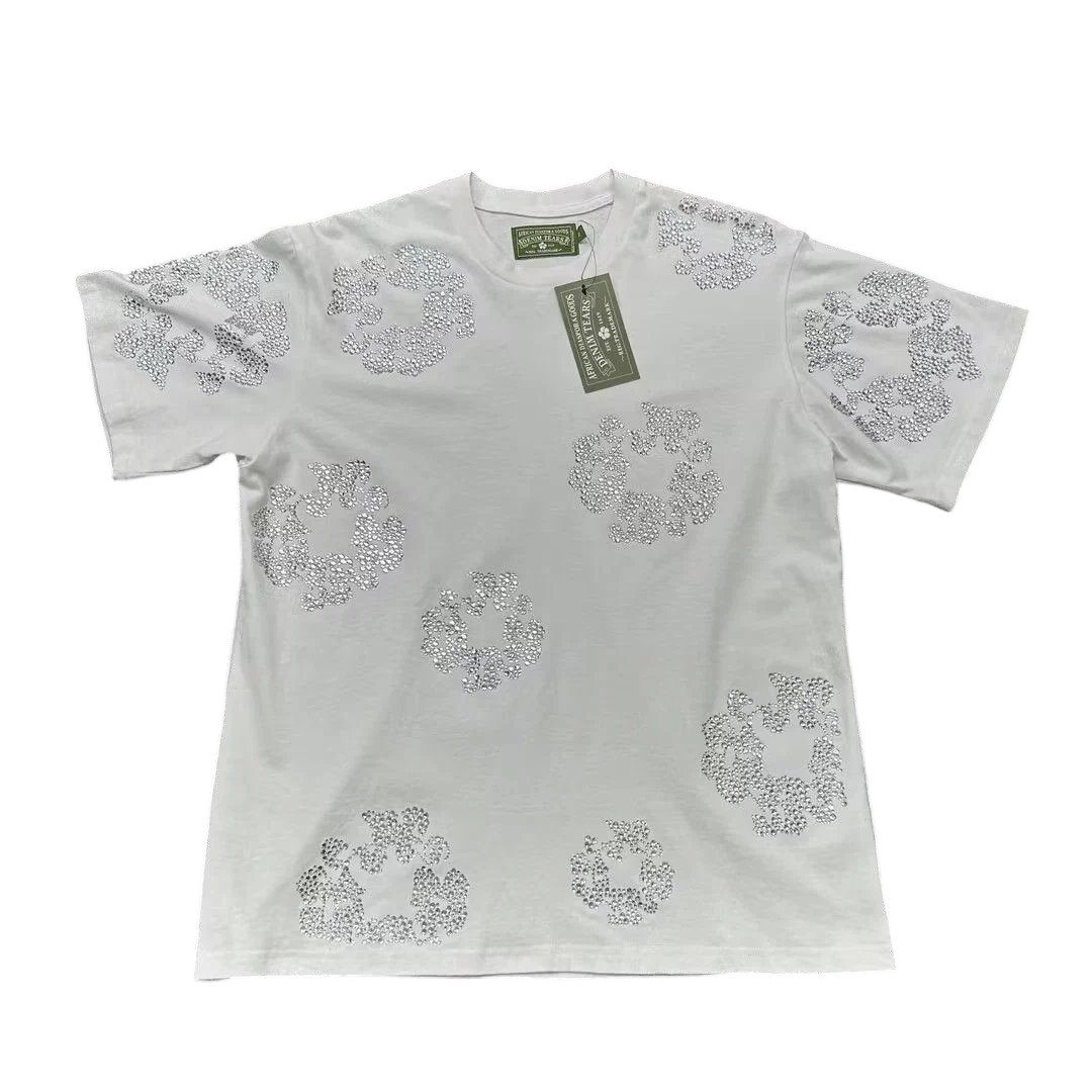 Denim Tears Rhinestone Cotton Wreath T-Shirt White