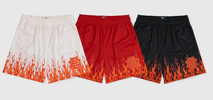 Eric Emanuel Basic "Burning Flames" Mesh Shorts