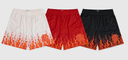 Eric Emanuel Basic "Burning Flames" Mesh Shorts
