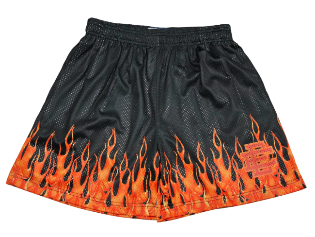Eric Emanuel Basic "Burning Flames" Mesh Shorts