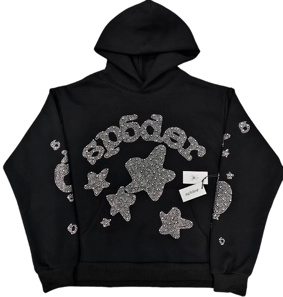 Sp5der Rhinestone Logo Hoodie Heather