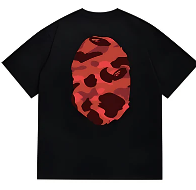 BAPE Red ABC Camo Big Ape Head Tee