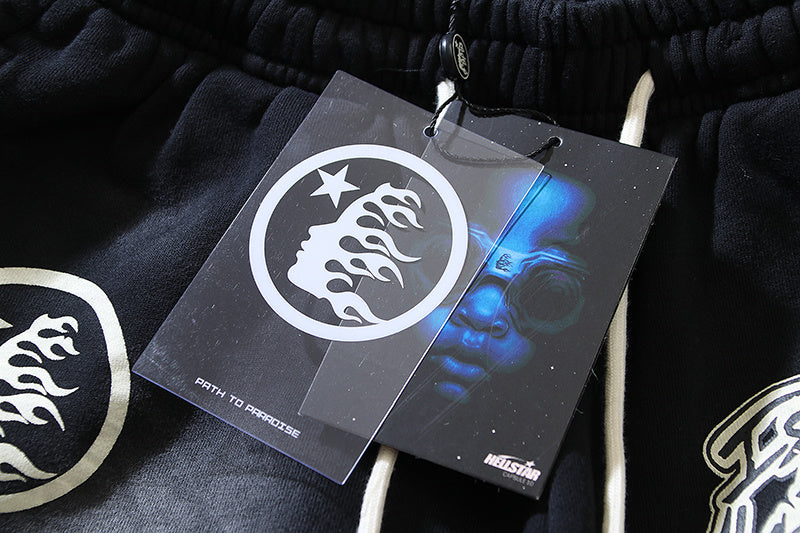 Hellstar Shard Flame Spray Fade Sweat Shorts