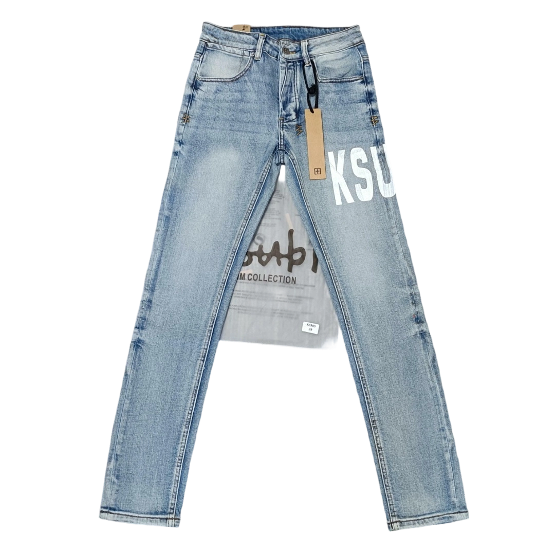 Ksubi Van Winkle Men's Light Blue Print Skinny Fit Jeans