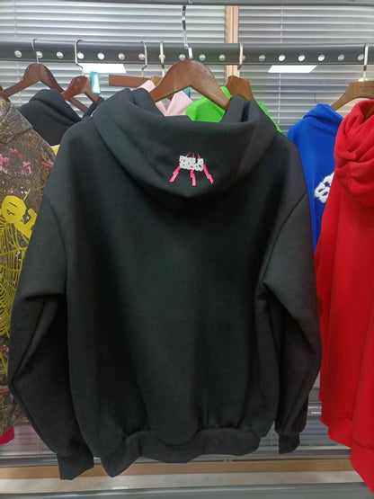 Sp5der Worldwide Pink Black 555 Hoodie
