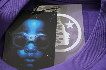 Hellstar Path To Paradise Goggles Print Oversized Tee Purple Vintage Wash