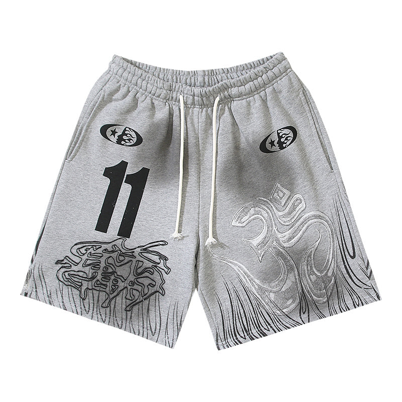 Hellstar Om Flame Number 11 Fleece Shorts
