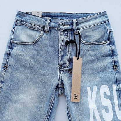 Ksubi Van Winkle Men's Light Blue Print Skinny Fit Jeans