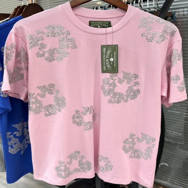 Denim Tears Rhinestone Cotton Wreath T-Shirt Pink