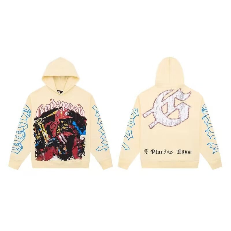 Godspeed Skeleton Baseball Batter Cream Hoodie Cream