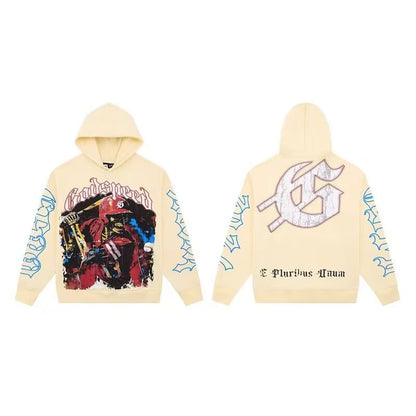 Godspeed Skeleton Baseball Batter Cream Hoodie Cream