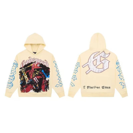 Godspeed Skeleton Baseball Batter Cream Hoodie Cream