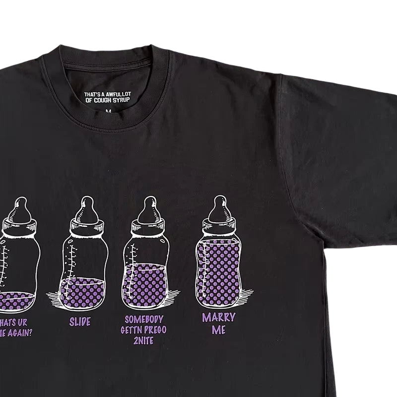 That's A Awful Lot Of Cough Syrup 4 Baby Bottles Black T-Shirt