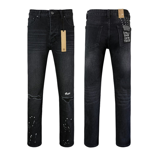 Ksubi Chitch Men's Black Distressed Paint Splatter Jeans