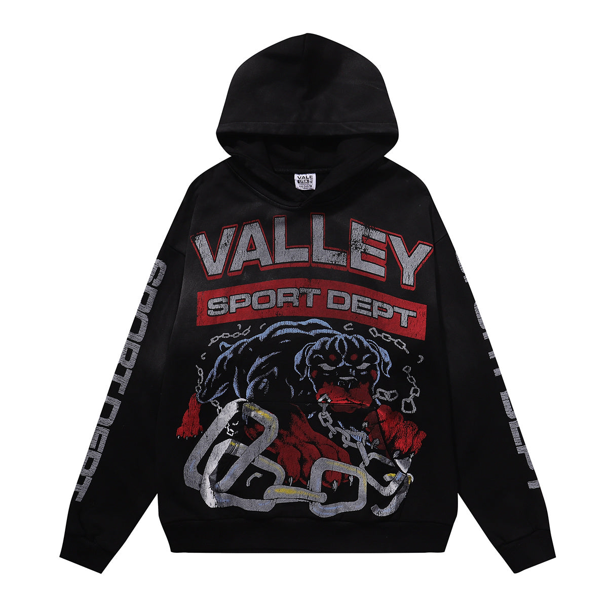 Vale Forever "Valley Sport Dept" Black Bulldog Graphic Hoodie