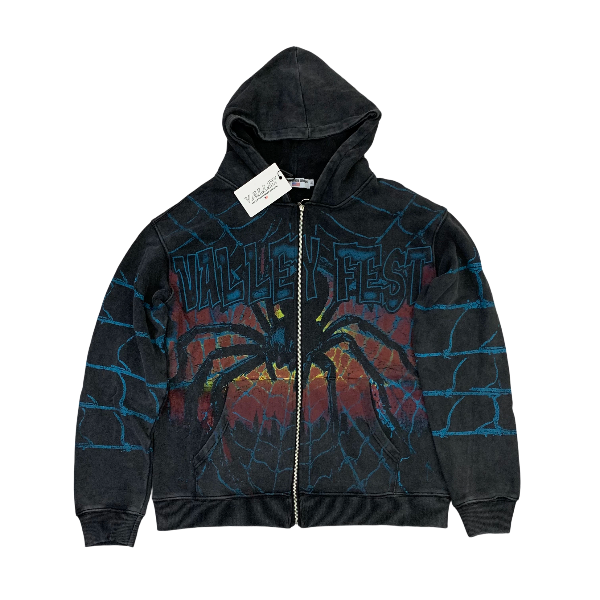 Vale Forever "Spider" Distressed Zip Up Hoodie